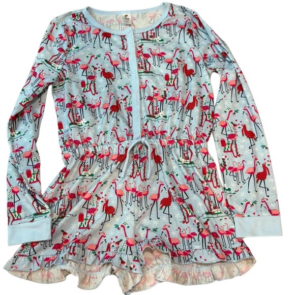 Tucker & Tate Girls Holiday Flamingo Print Long Sleeve Romper Pajamas XL (14/16) - Picture 1 of 4